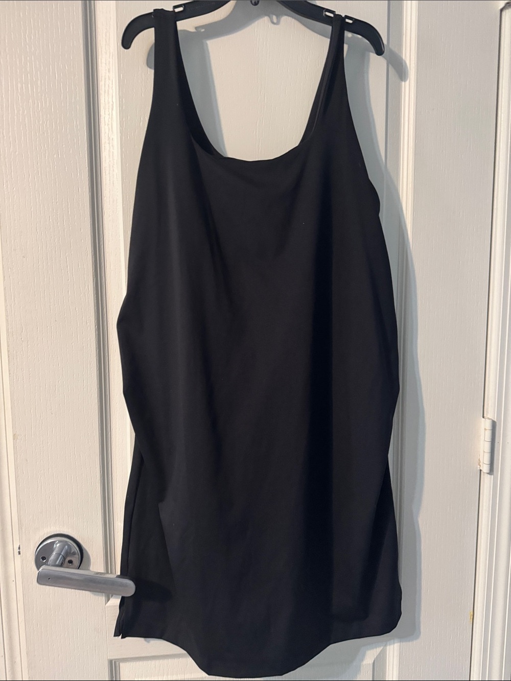 Women's black maternity athletic tank dress - Classic Sleeveless Scoop Neck